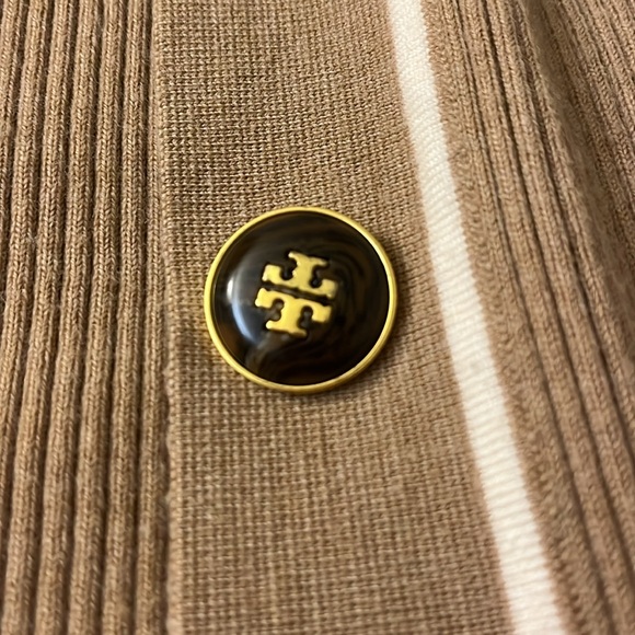 Tory Burch Ribbed Cardigan, Logo Buttons, XS - Picture 2 of 7